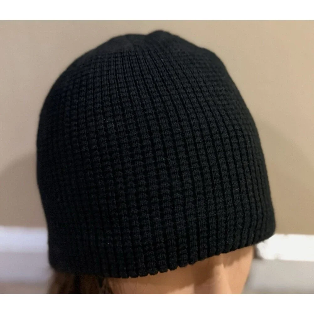 Route 66 Sherpa Fleece Lined Beanie Hat Black Waffle Knit Outdoor Skull Cap
